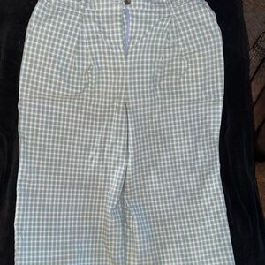 New York & Company high-waisted, wide-leg mint green gingham capri pants Size 18